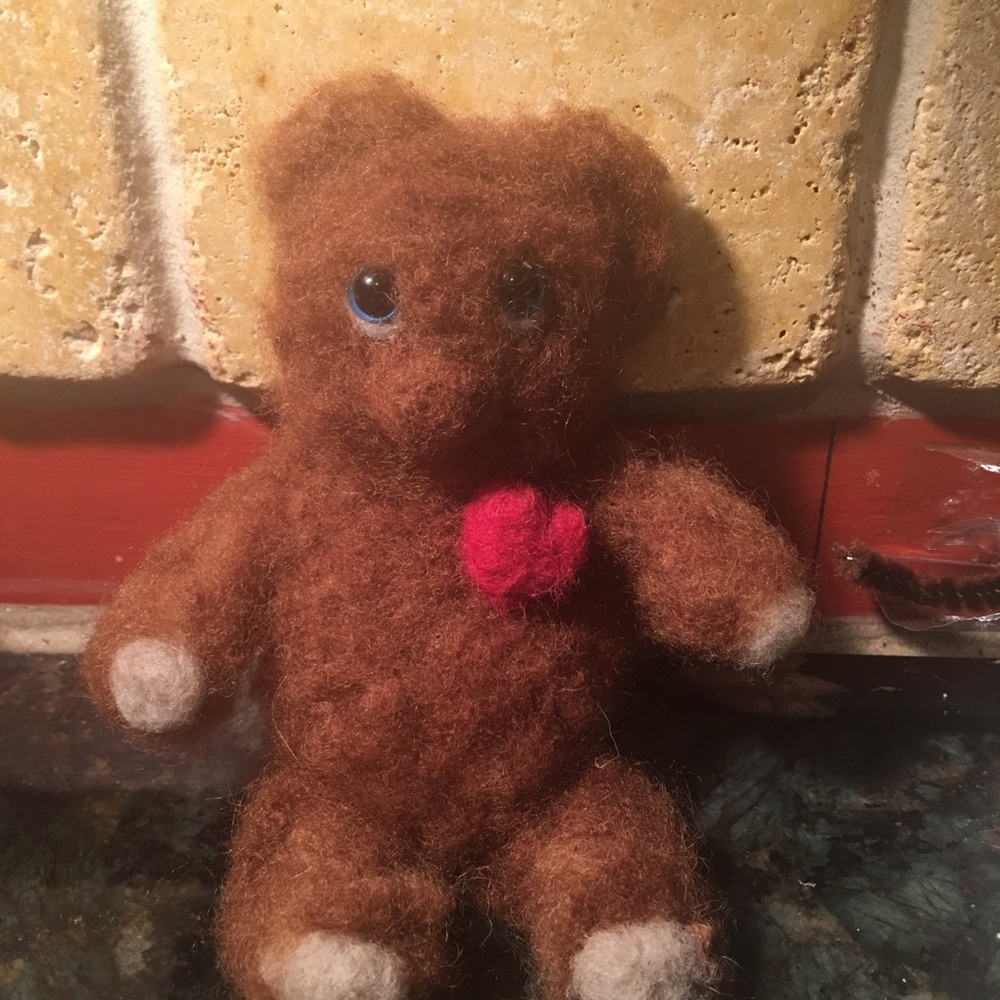 Handmade needle felted teddy bear